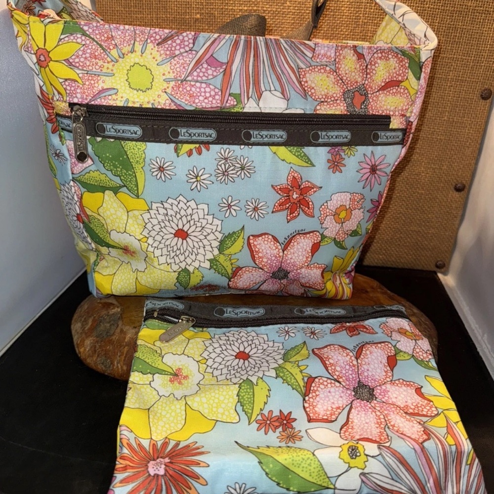 LeSportsac Floral Cosmetic Bag Set - Pink, Yellow, Blue